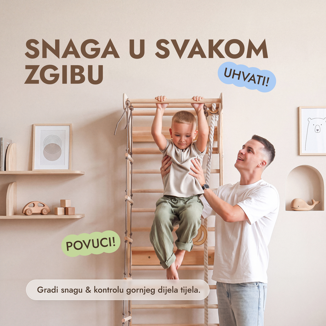 5-in-1 Švedske ljestve za djecu s prečkom i ljuljačkama 3u1