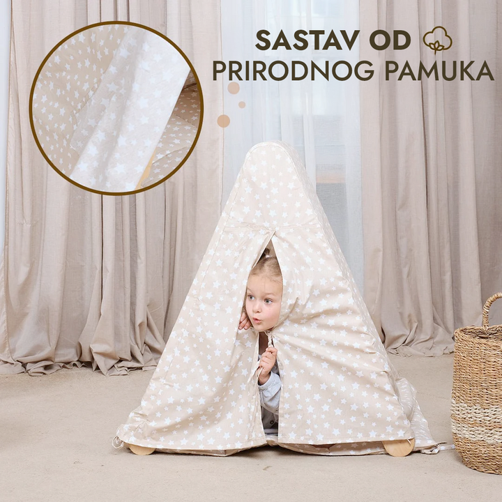 Pokrov u obliku šatora za igru s prostirkom za penjanje na trokutaste ljestve