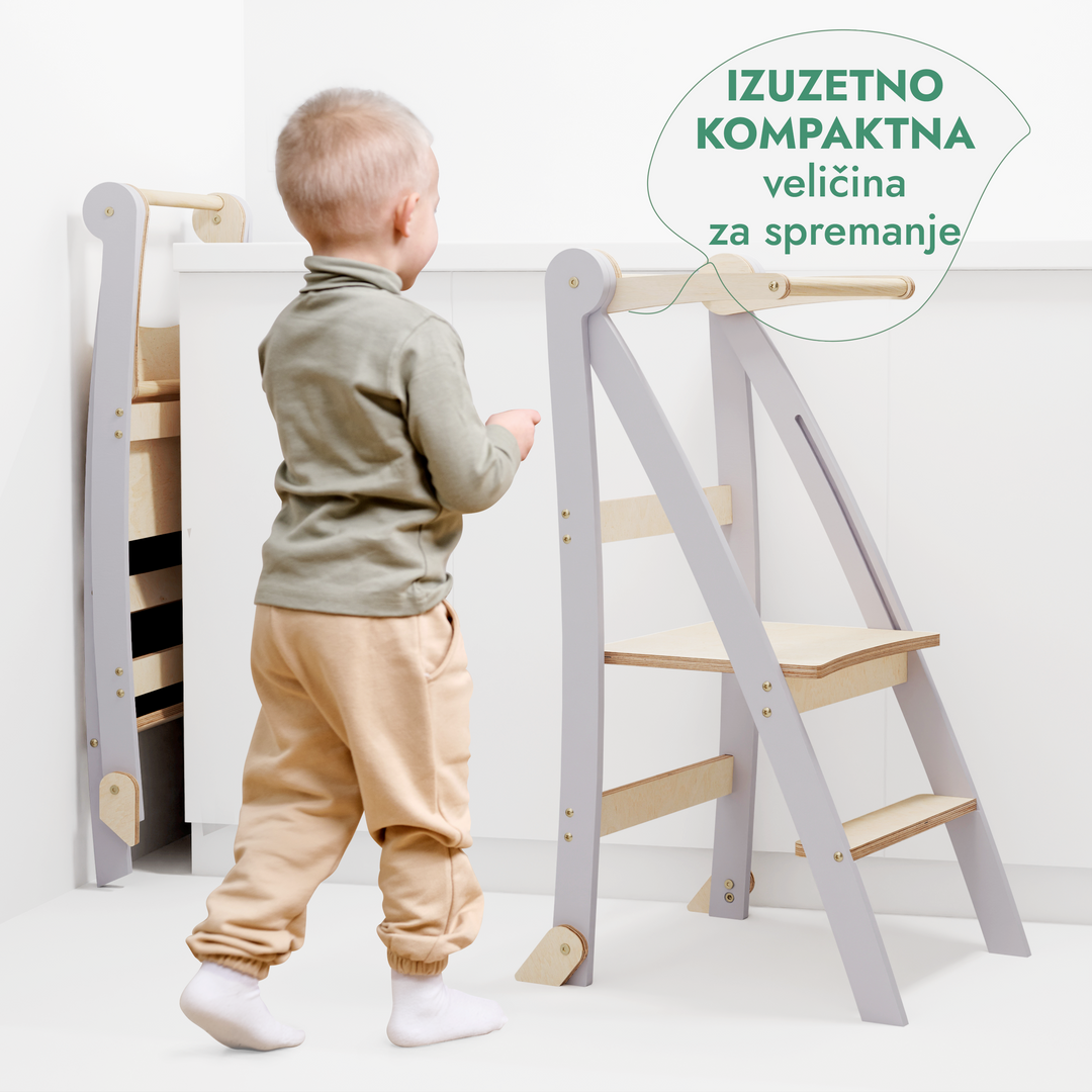 Učni toranj za malčice: Pomoćnik u kuhinji za djecu - Grafit