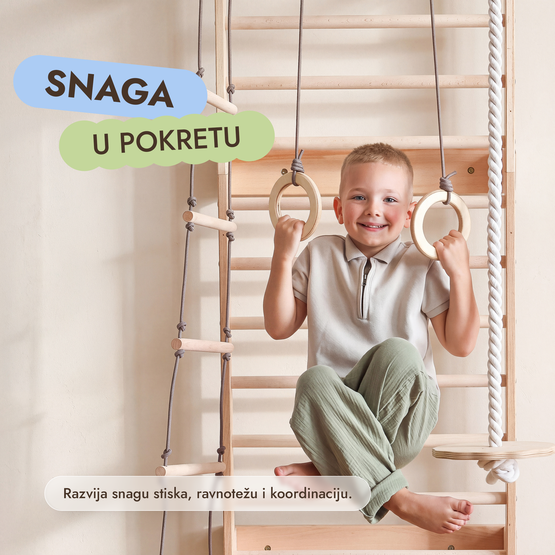 5-in-1 Švedske ljestve za djecu s prečkom i ljuljačkama 3u1