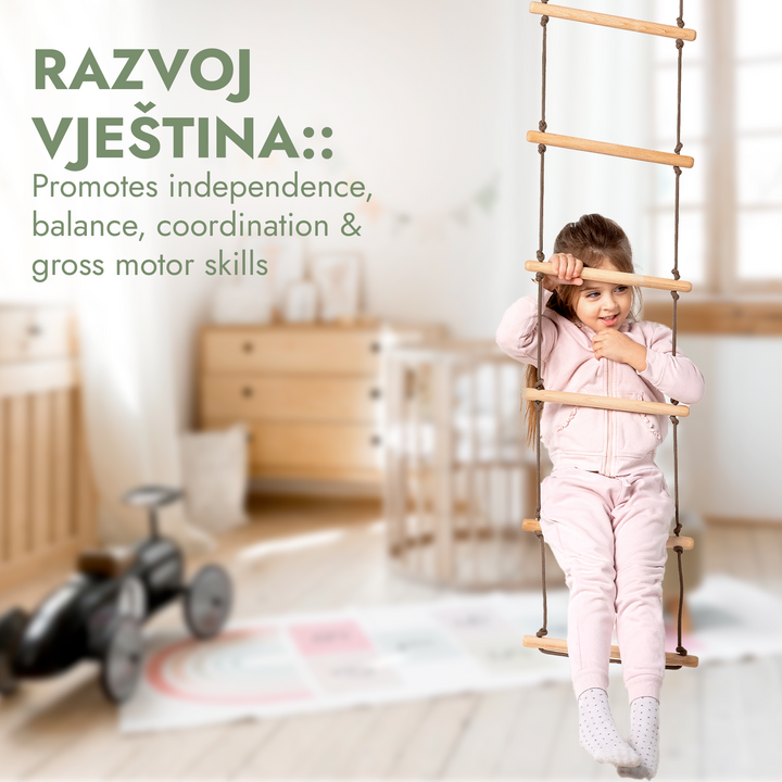 3-u-1 Ljuljačka i set za penjanje: Ljestve od užeta, Karike za vježbanje i Ljuljačka s Diskom