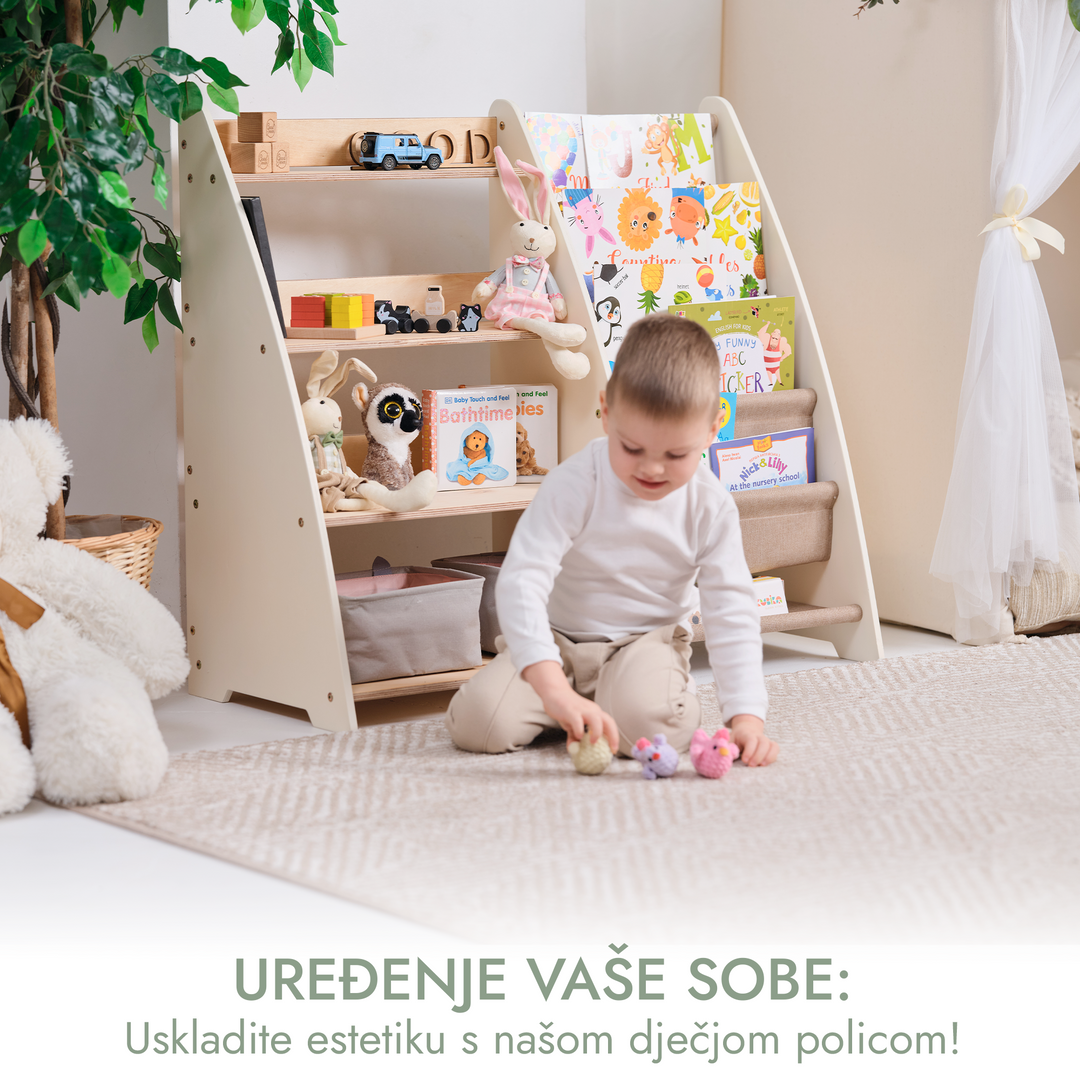 2-u-1 Montessori polica za knjigu i igračke za malu djecu