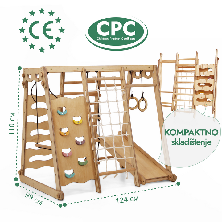 6-u-1 unutarnja džungla za malu djecu: igralište + ljuljačke + tobogan + uže + stepenice