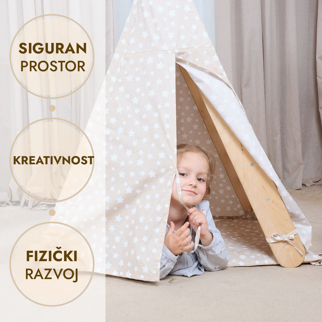 Pokrov u obliku šatora za igru s prostirkom za penjanje na trokutaste ljestve