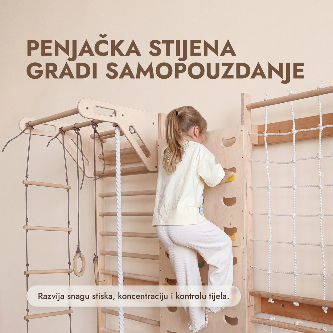 7-in-1 Stijena za penjanje za djecu: ljestve, mreža, prečka i ljuljačke 3u1