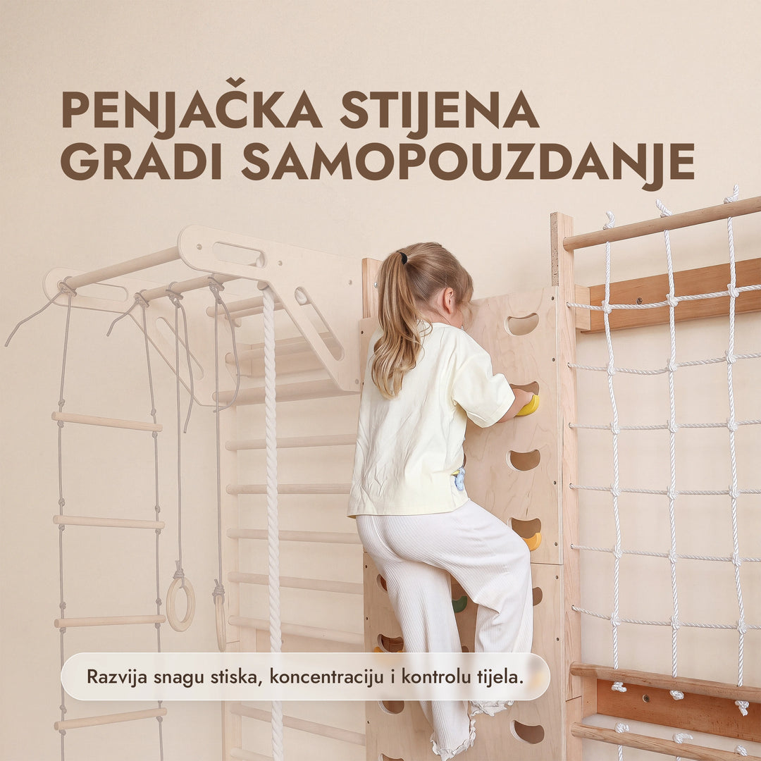 Dodatak za švedske ljestve: stijena za penjanje i mreža