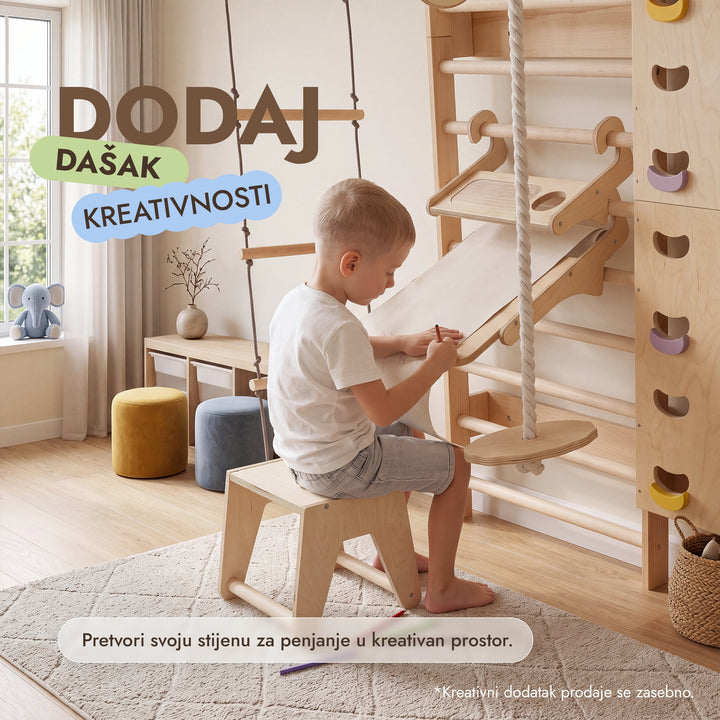 7-in-1 Stijena za penjanje za djecu: ljestve, mreža, prečka i ljuljačke 3u1