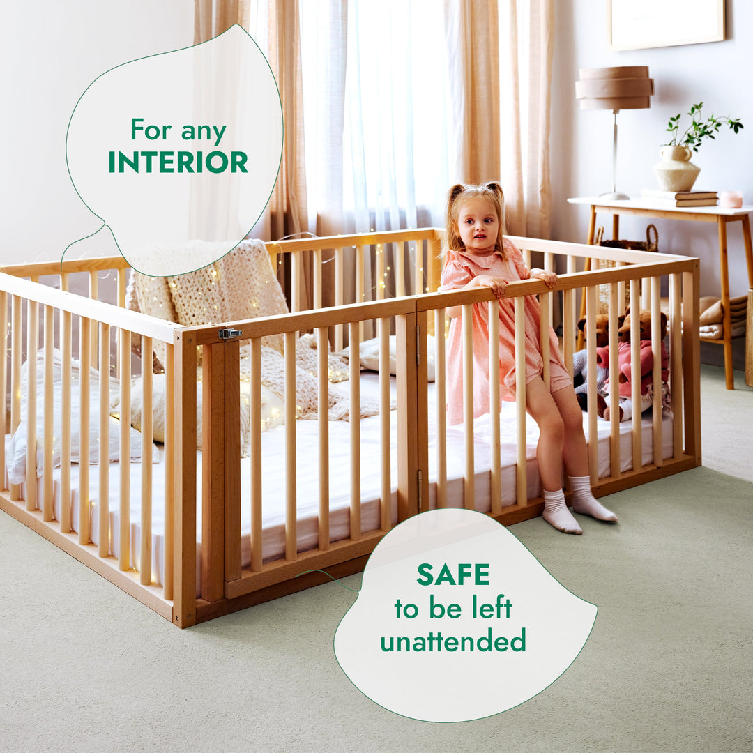 Okvir za Montessori Podni Krevet za malu Djecu s Ogradom