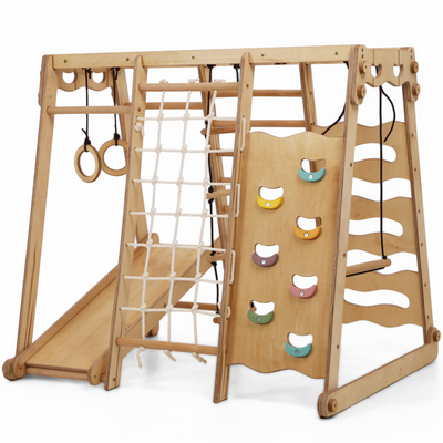 6-u-1 unutarnja džungla za malu djecu: igralište + ljuljačke + tobogan + uže + stepenice