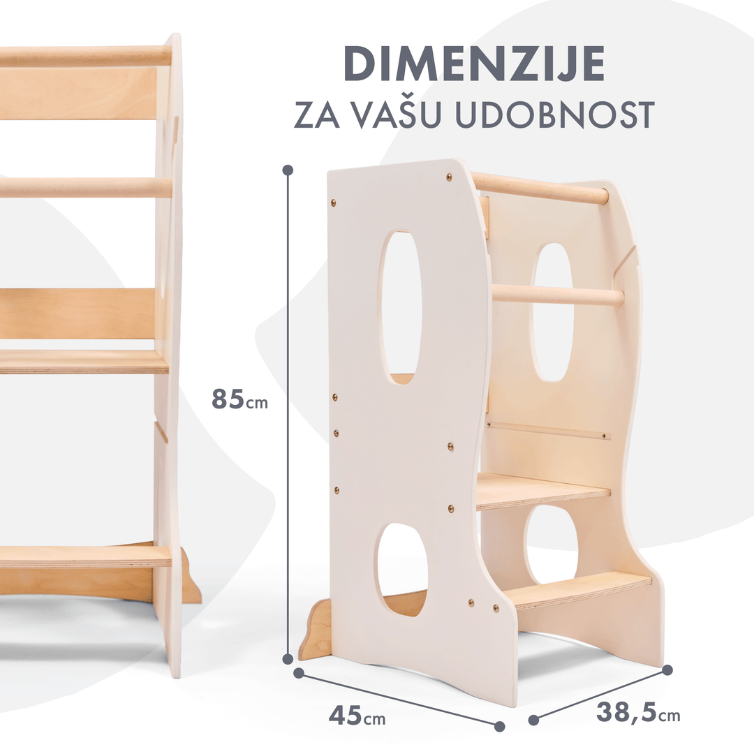 Montessori toranj za učenje: pomagač u kuhinji – boja bjelokosti