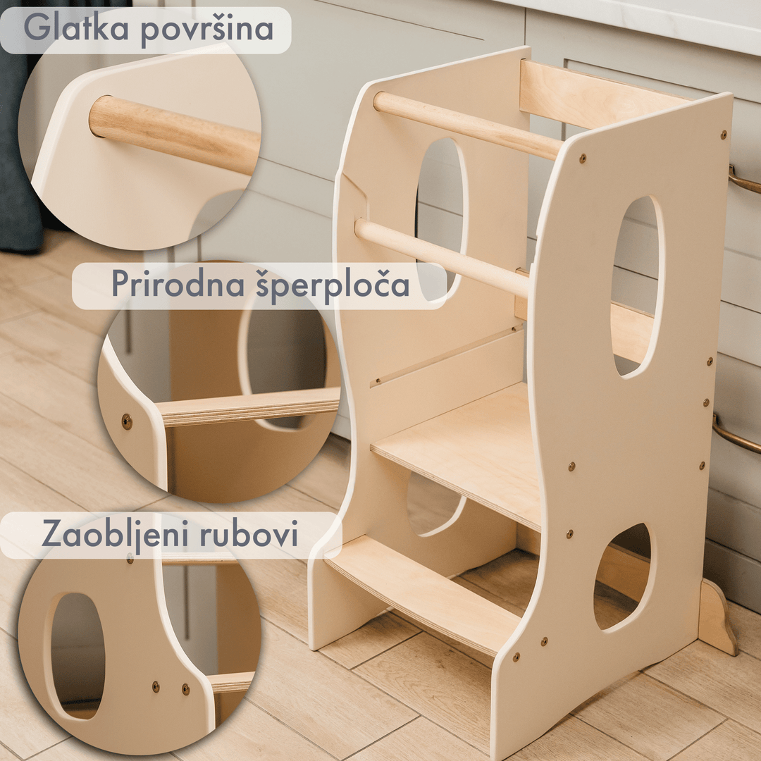 Montessori toranj za učenje: pomagač u kuhinji – Bež