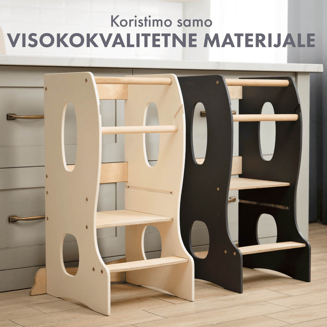 Montessori toranj za učenje: pomagač u kuhinji – boja bjelokosti