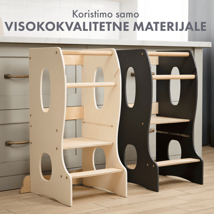 Montessori toranj za učenje: pomagač u kuhinji – siva boja