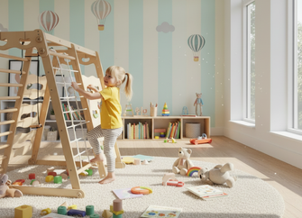 6-u-1 unutarnja džungla za malu djecu: igralište + ljuljačke + tobogan + uže + stepenice