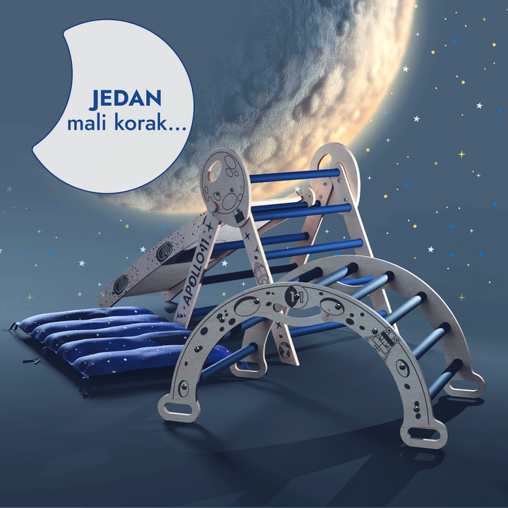 4-u-1 set za penjanje Apollo: Piklerov trokut, luk, daska za spuštanje i jastuk za malu djecu astronaute