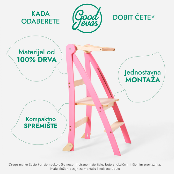 Učni toranj: Sklopiva stolić za djecu -Ružičasta