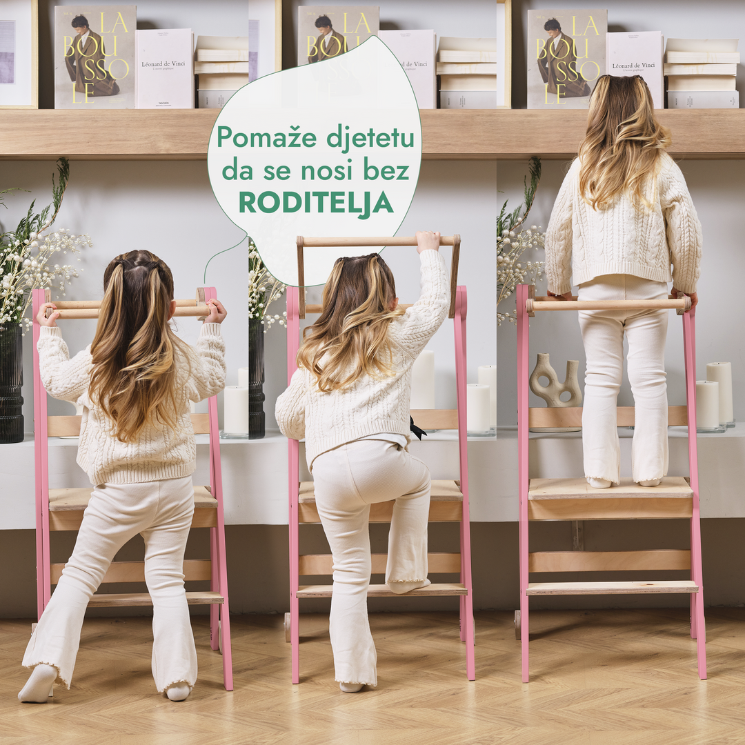Učni toranj: Sklopiva stolić za djecu -Ružičasta