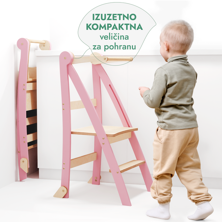 Učni toranj: Sklopiva stolić za djecu -Ružičasta