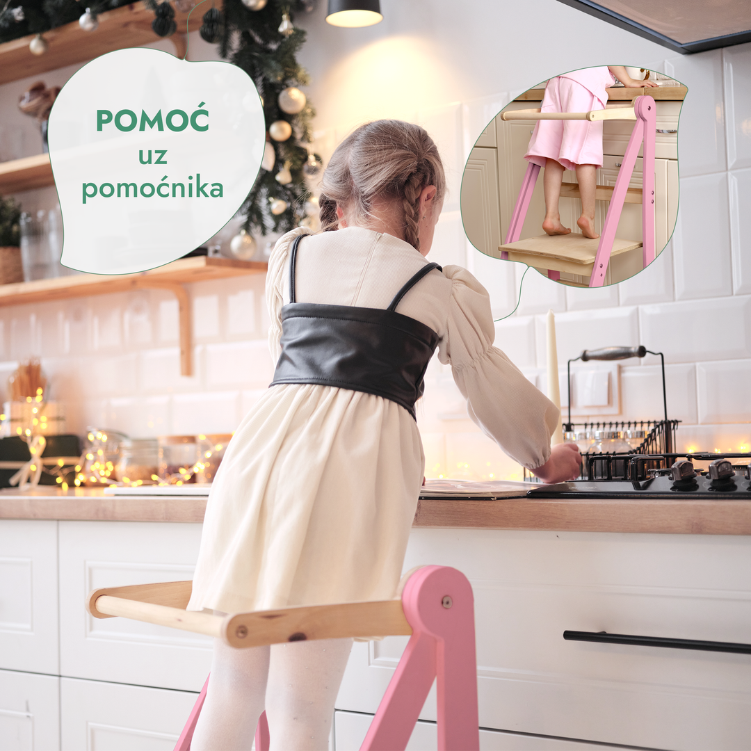 Učni toranj: Sklopiva stolić za djecu -Ružičasta