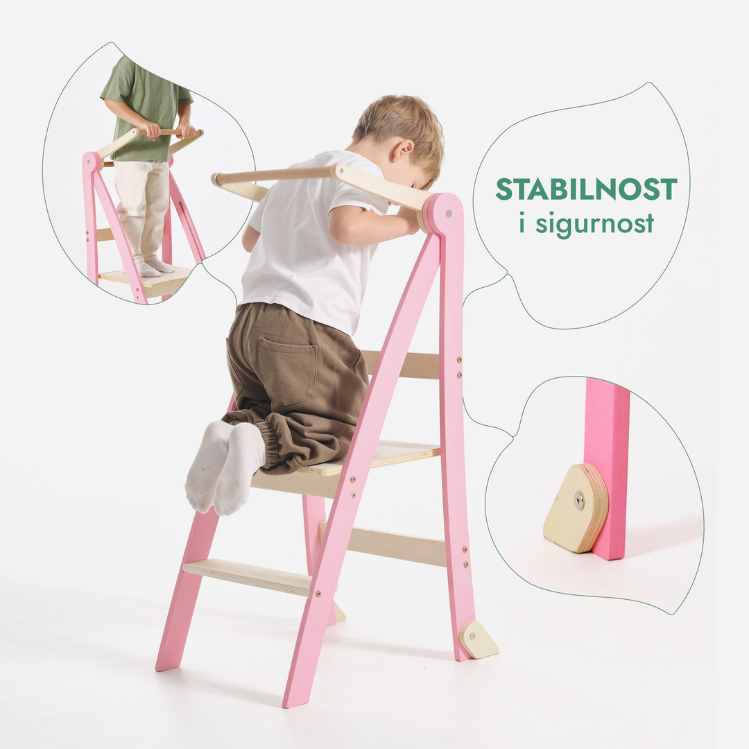 Učni toranj: Sklopiva stolić za djecu -Ružičasta