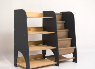 Drvene 2-u-1 Montessori police: police za knjige i igračke